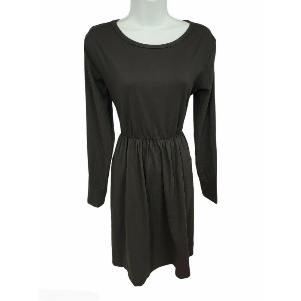 CDJLFH Black Long Sleeve Stretch Dress with Pocket